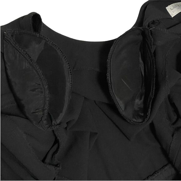 Liz Claiborne Vintage Black Long Sleeve Layered Ruffle Back Button Dress Sz 4 - Picture 9 of 16